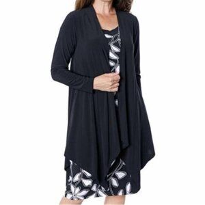 New Marallis Black Lightweight Long Asymmetrical Cardigan Size Medium bin 4E